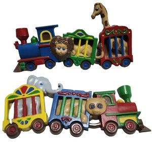 Vtg Circus Train Wall Hanging USA Zoo Nursery Home Interiors In Box Baby Room